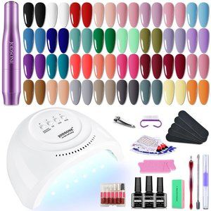New 32 Color Gel Nail Polish Drill Starter Beginner Set UV Lamp Accessories